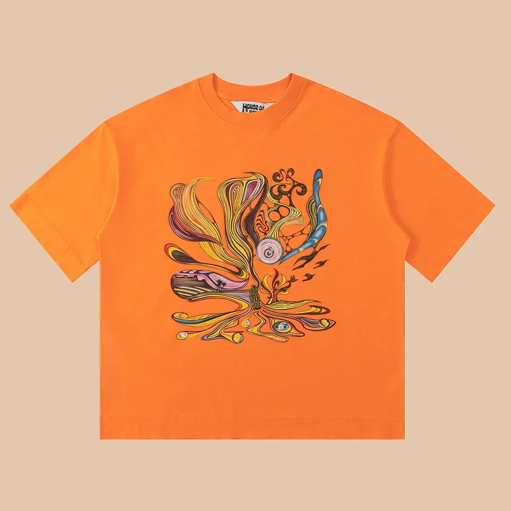 

New Fasion Brand House of Errors Printed Vintage Clothing Loose Oversized T Shirt Tops Tees