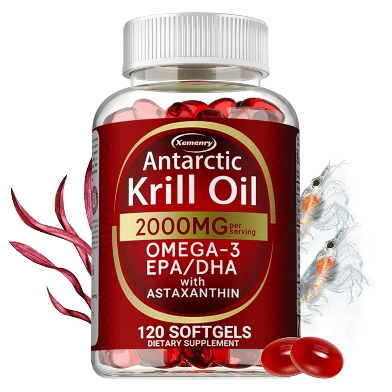 Antarctic Krill Oil Astaxanthin Capsules(EPA, DHA) Joint And Skin Health Support Immunity, Cardiovascular, Non-GmoSupplementsSup 2