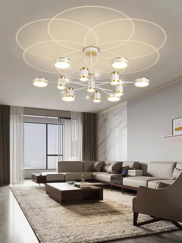 Moderne led-kroonluchter, 3 ringen dimbare led-hanglamp, verstelbare woonkamerkroonluchters verlichting geborstelde ringen plafondhanglamp voor foyer eetkamer keukeneiland hanglamp (zwart) HGCHH