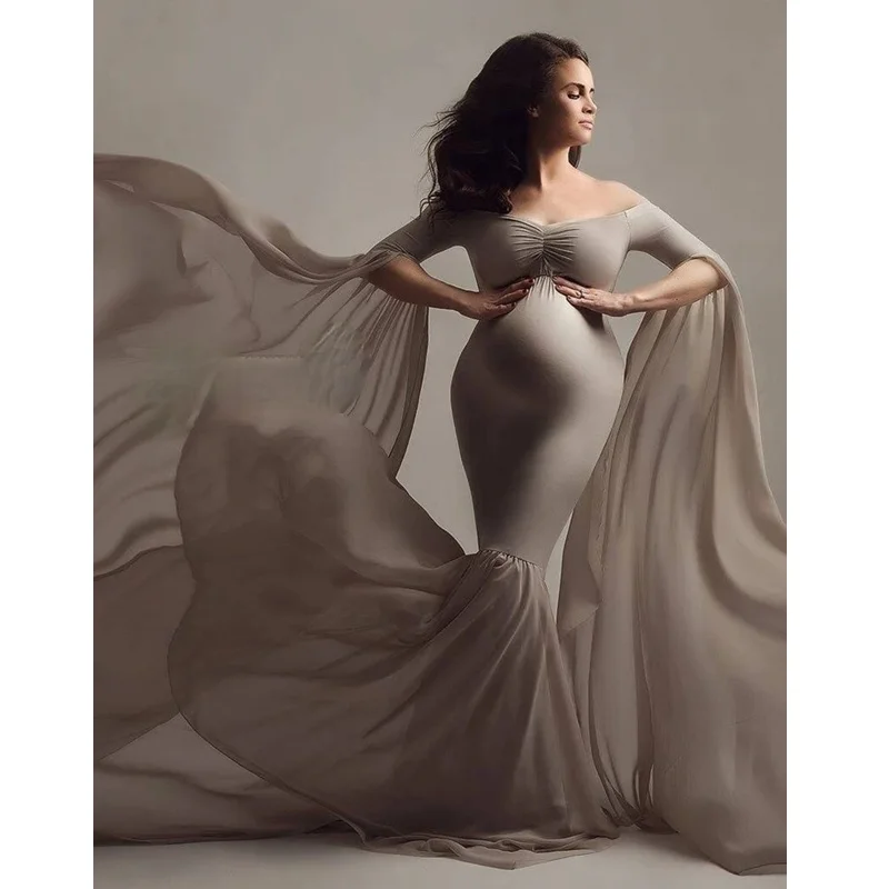 Maternity Photo Shoot Long Dresses  Baby Shower Dresses for Women Stretchy Pregnant Woman Photography Props Sexy Clothes