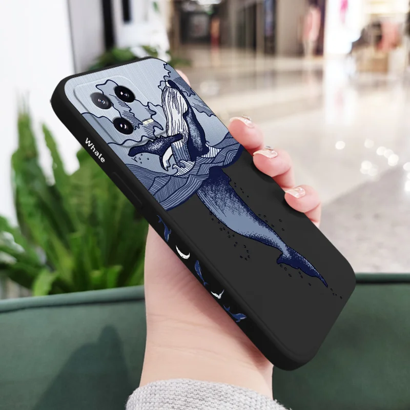 Whale Jumping Liquid Silicone Phone Case Cover
