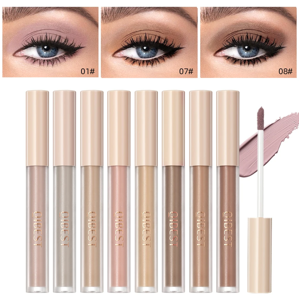 Qibest 8 Colori Matte Liquid Eyeshadow Stick Waterproof Long-Lasting Metallic Pigment Easy To Makeup Professional Eyeshadow Blush