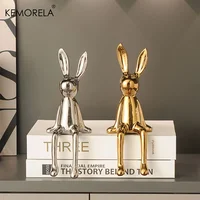 1PCS Ceramic Long-Eared Sitting Rabbit Room Ornaments Statue Luxury Home Decoration Accessories High-End Home Art Aesthetics 5