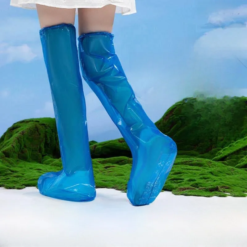 일회용 하이튜브 무릎덮개형 레인부츠 커버 방수 미끄럼방지 내마모성 플라스틱 ..