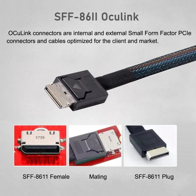 Cavo OCuLink SFF-8611 A SFF-8611 50cm - PCIe 8x Lane, Per SSD E Controller, 16 Gbps - Foto 4