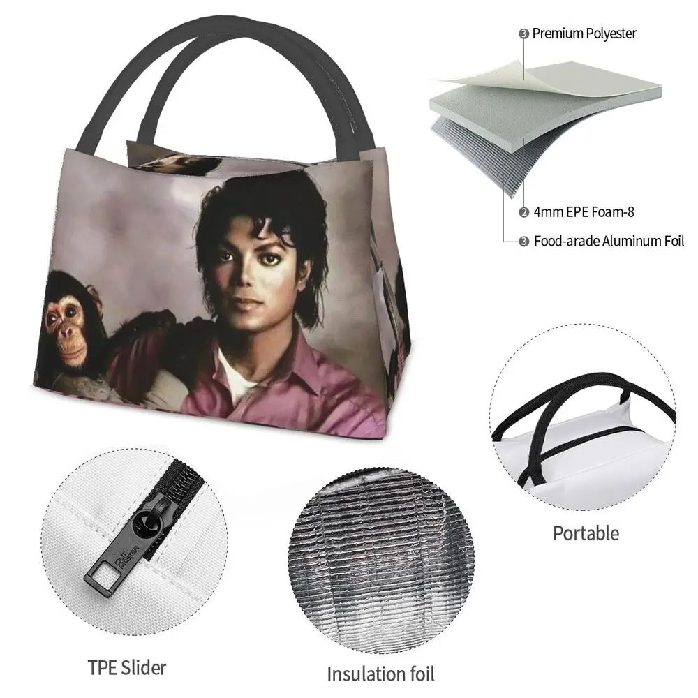Michael Jackson Insulated Lunch Bag for Women Kids Portable Food Boxes Thermal Lunch Box Tote