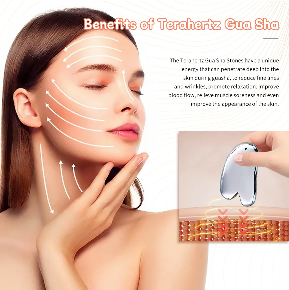 Terahertz Skin Scraping Face Massage Skincare Tool Guasha Scraper Lifting Anti Wrinkle Guasha Body Neck Care Massager COOL CHARM