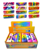 6/12/24PCS Pack Butter Squishy Toys Strawberry Rainbow Printed Stress Ball Slow Rebound Stress Relief Sensory Toys Gifts Bulk 5