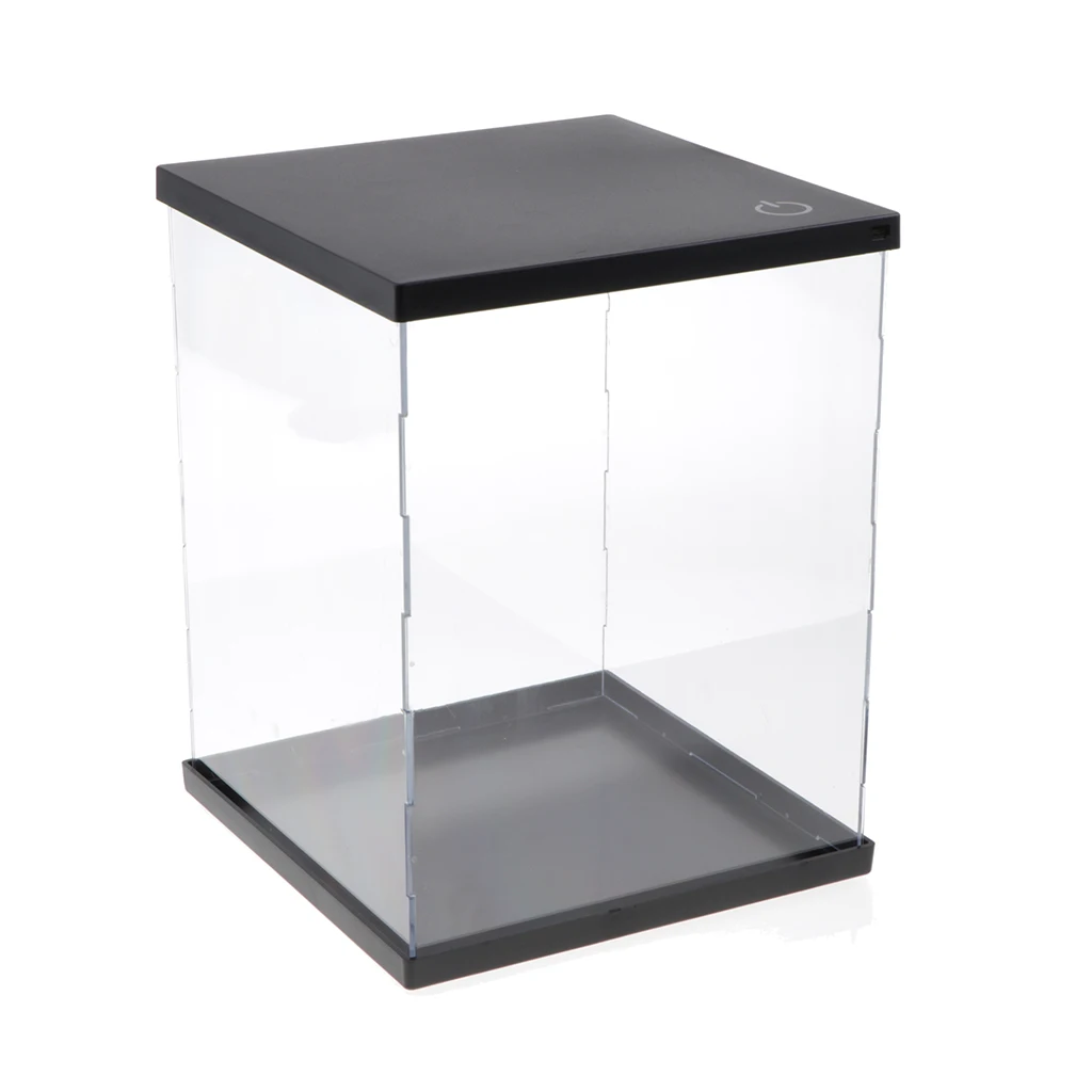 Clear Acrylic Display Case with LED Assemble Countertop Box Organizer