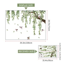 Ink Wall Stickers - Green Leaves Nature Design for Living Room & Bedroom Decor, Self - Adhesive Wallpaper (Green Leaves)