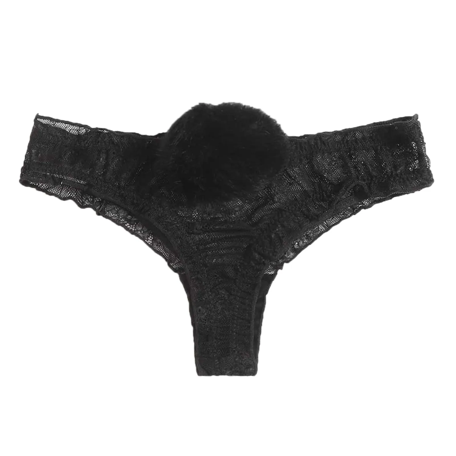 Women Panties Lace Mesh Cotton Thongs Japanese Sexy Rabbit Tail Waist