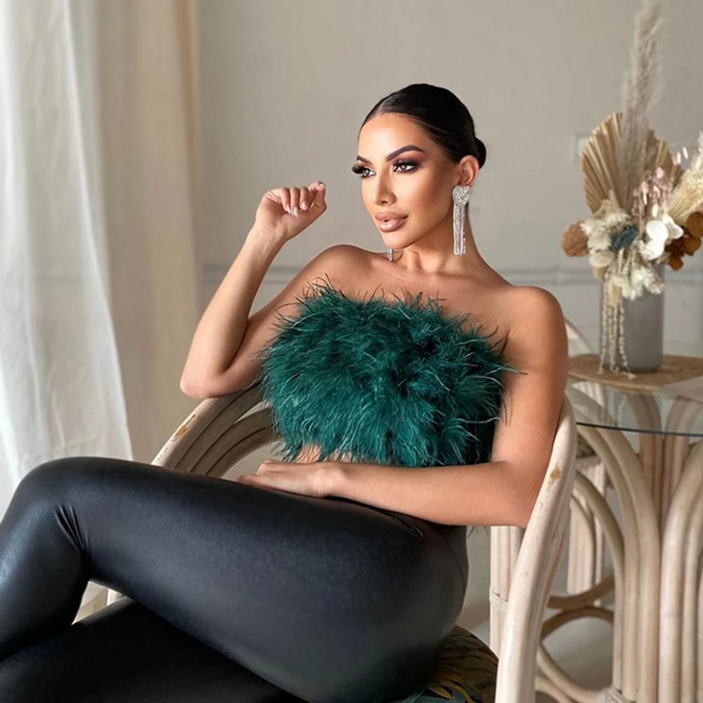 Camisetas sin mangas con sin tirantes para mujer, Tops sexys sin mangas fiesta discoteca, blusas mullidas a la moda para 2022| | - AliExpress