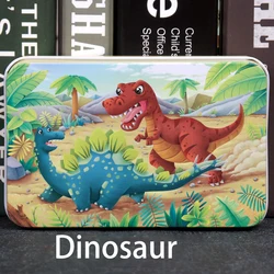 60-Piece Cartoon Puzzle Set with Metal Box - Early Education Animal & Vehicle Theme for Parent-Child Interaction (Dinosaur)