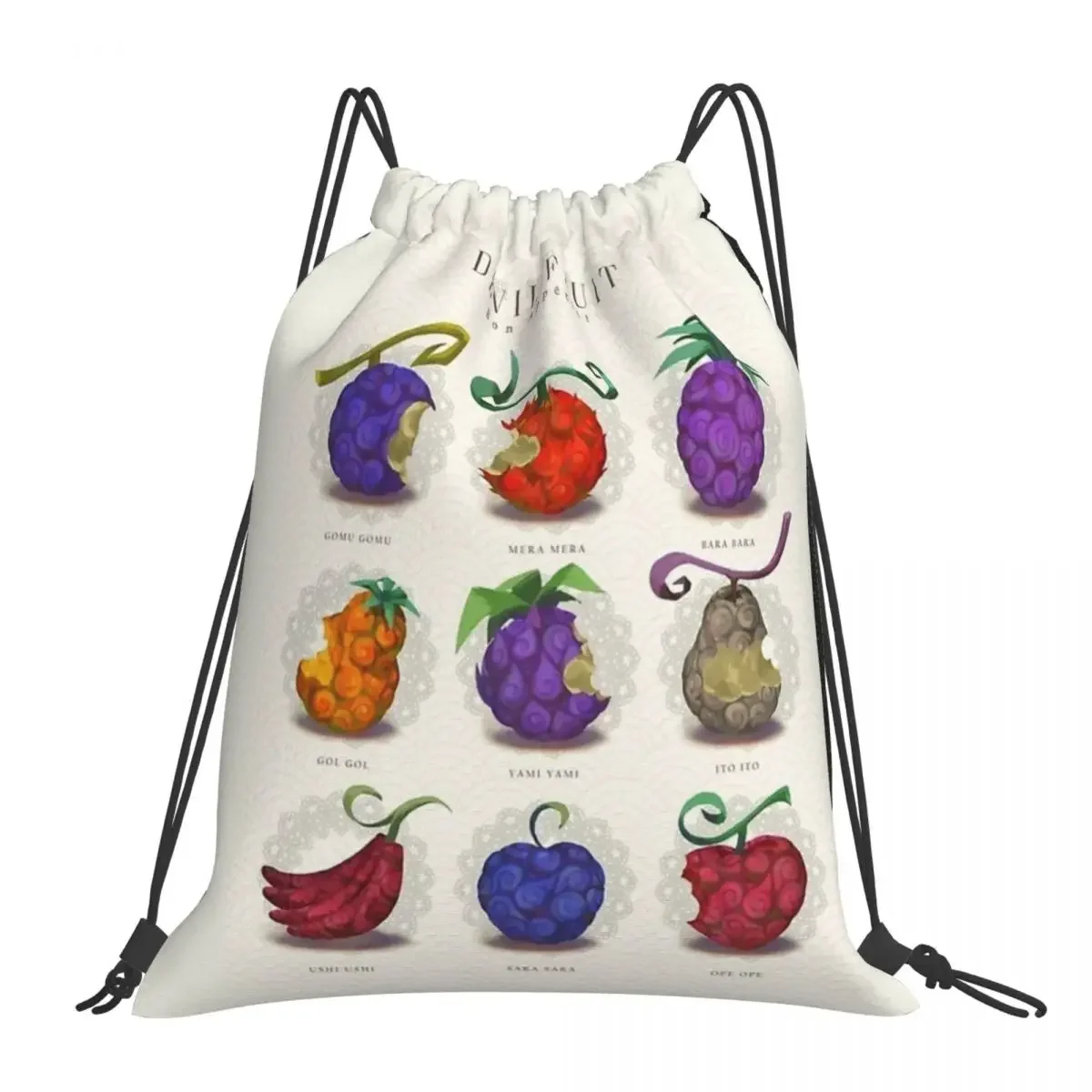 

Devil Fruits Backpacks Casual Portable Drawstring Bags Drawstring Bundle Pocket Sundries Bag Book Bags For Man Woman Students