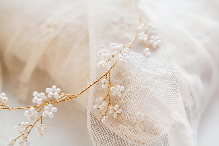 Handmade Pearls Gold Color Wedding Hair Vine Headband Bridal Hair Ornament Accessories Headpiece For Women