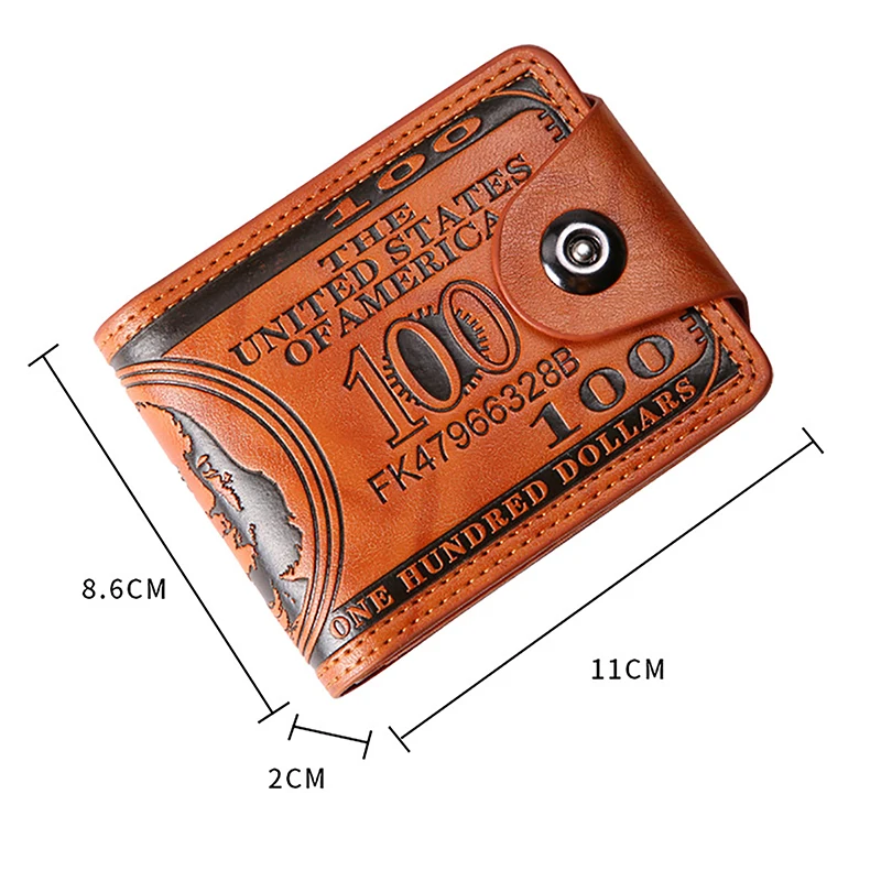 Wallet Men With 100 US Dollar Pattern Leather Photo Card Holder Large Capacity