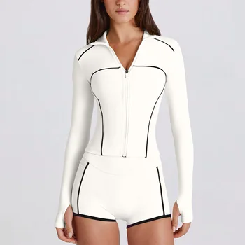 New quick-drying yoga clothes long-sleeved sports fashion bodybuilding slim top zipper sunscreen clothes breathable jacket 1