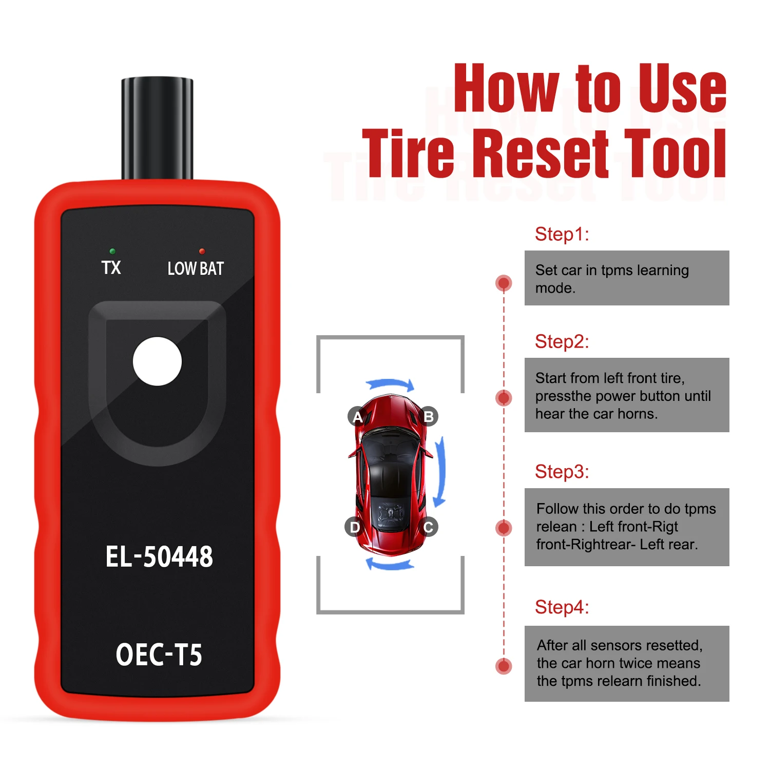 Car TPMS Reset Tool EL50448 OEC-T5 Auto Tire Pressure Monitor Sensor Relearn Tool for Opel Buick Chevrolet GMC Hummer Chevy 5
