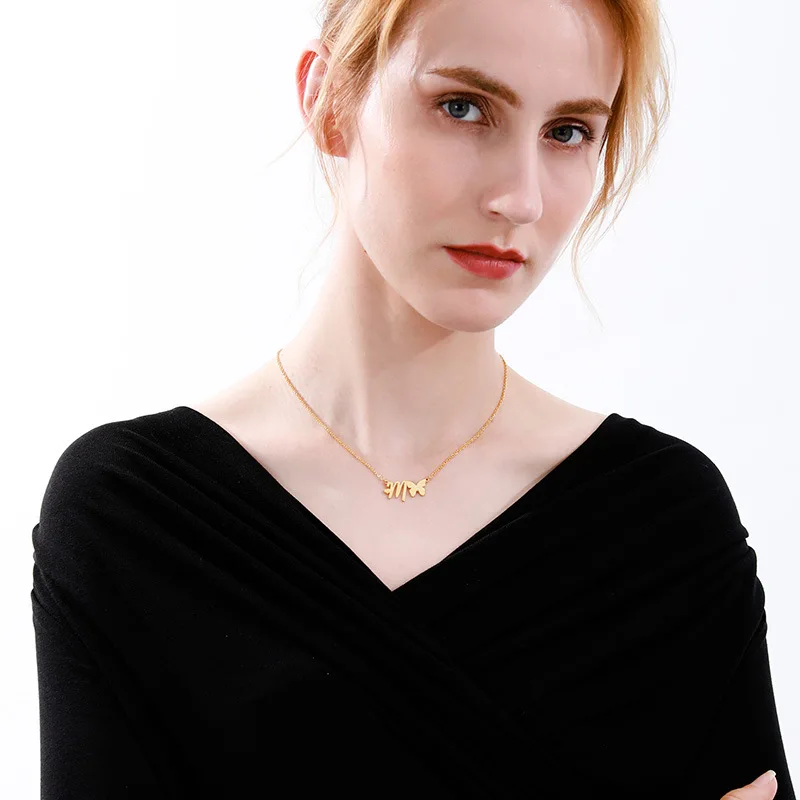 New Simple Gold Color A-Z 26 Letters Pendant Necklace Stainless Steel Alphabet Name Chain Choker 2