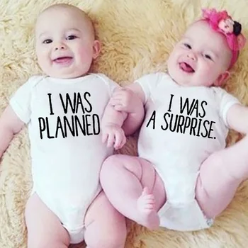 Body per neonati gemelli, ero pianificato e ero una sorpresa per neonati, ragazzi e ragazze, divertenti abiti per neonati, regalo per la doccia infantile