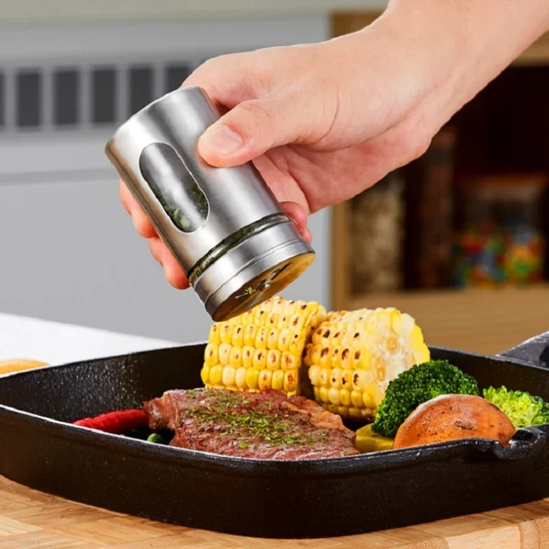 Stainless Steel Seasoning Spice Storage Box Condiment Bottles Shaker Jars Organizer BBQ Cooking Herbs Toothpick Holder 3