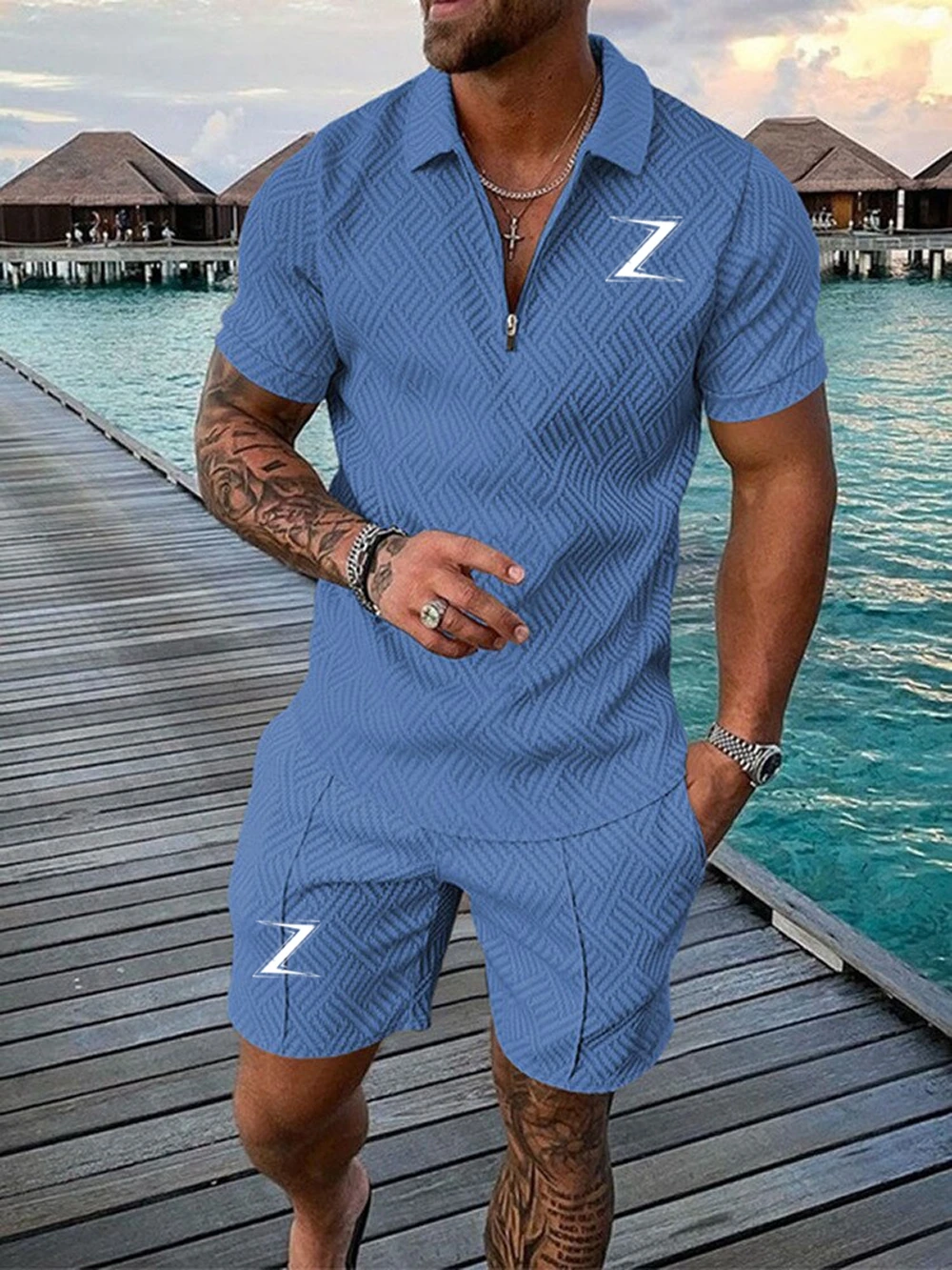 

Summer Men'S Daily Fashion Simple Clothing Polo Shirt New Sports Casual Polo Shirt Set High Quality Short Sleeve Shorts 2 Sets