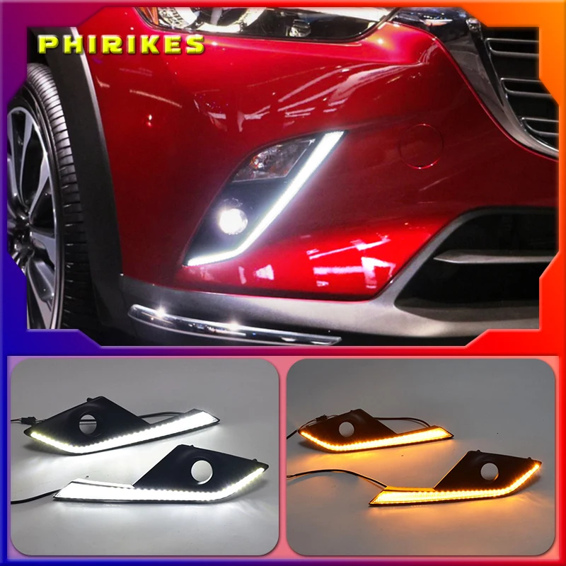 

2PCS Yellow Turn Signal Function Waterproof Car DRL LED Daytime Running Light For Mazda CX-3 CX3 2015 2016 2017 2018