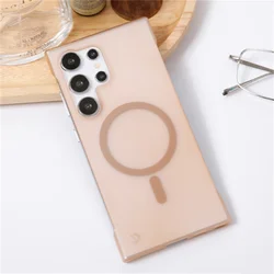 Luxury Slim Matte Clear Frameless Magnetic Case with Wireless Charging Support - Samsung S26 (Desert Gold)