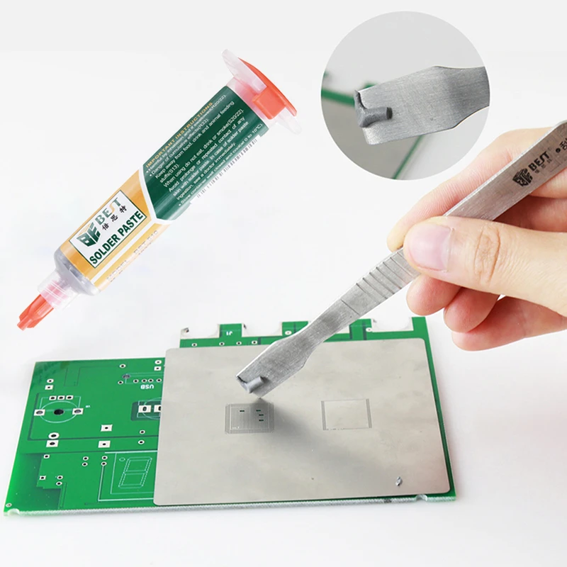 welding sticks Syringe Liquid Flux Soldering Paste Mobile Phone PCB Circuit Board Repair Medium Temperature Welding Tool 183℃ Tin Solder Paste wireless welding rod holder