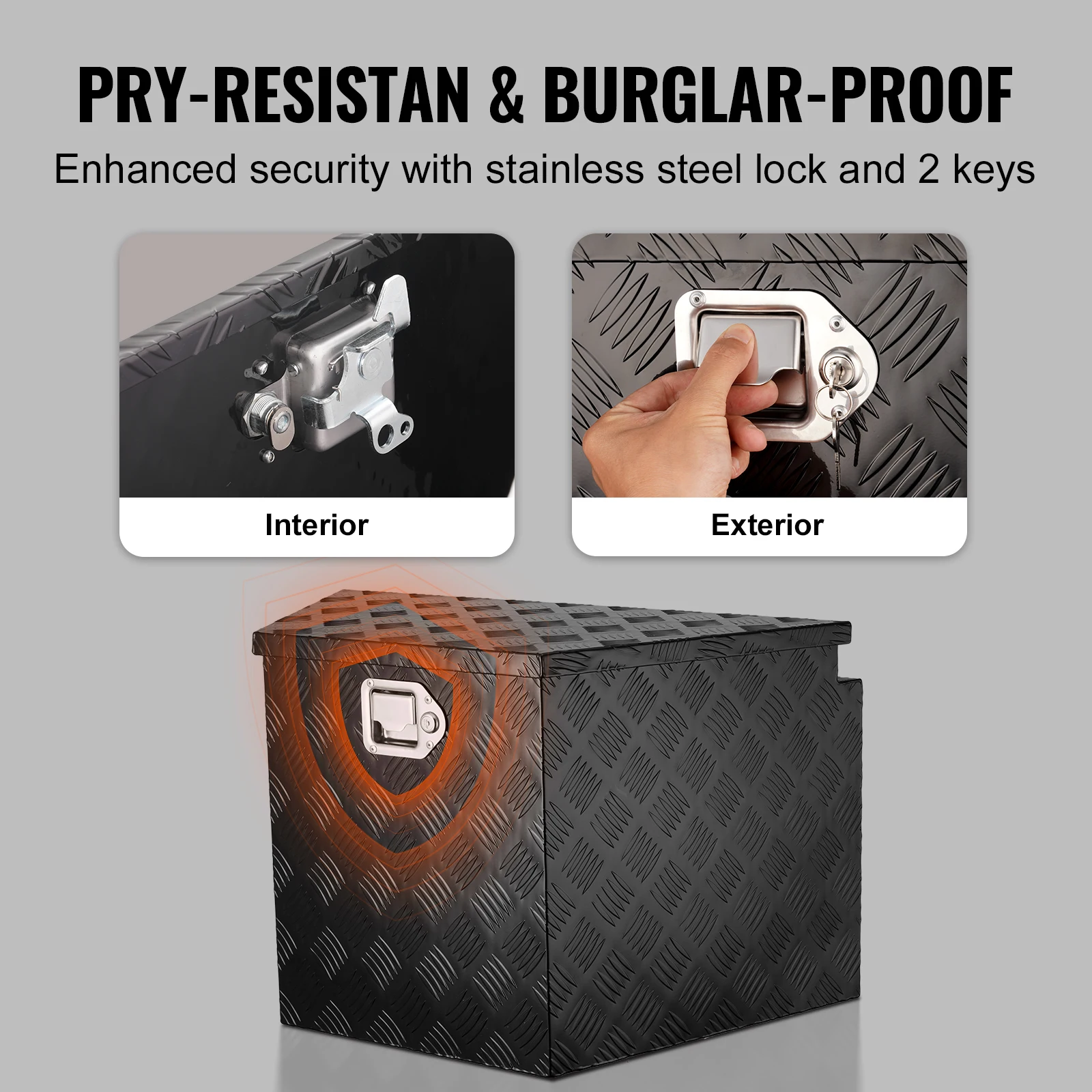 SucceBuy Trailer Tongue Box Aluminum Alloy Tongue Box Tool Chest Heavy Duty Trailer Box Utility Trailer Tongue Box for Pickup