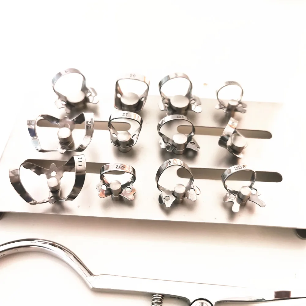 1 Satz zahn ärztliche endodon tische Gummi damm klemmen restaurative Barriere clip halter Edelstahl schalen halter Zahnarzt chirurgie ausrüstung – Detail 3