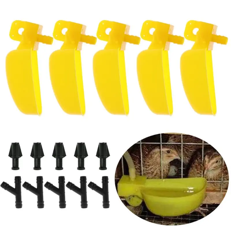 2023 Nuova Mangiatoia Per Uccelli, Piatti Gialli, Ciotole Di Plastica Sospese Per Gabbia, Facili Da Installare