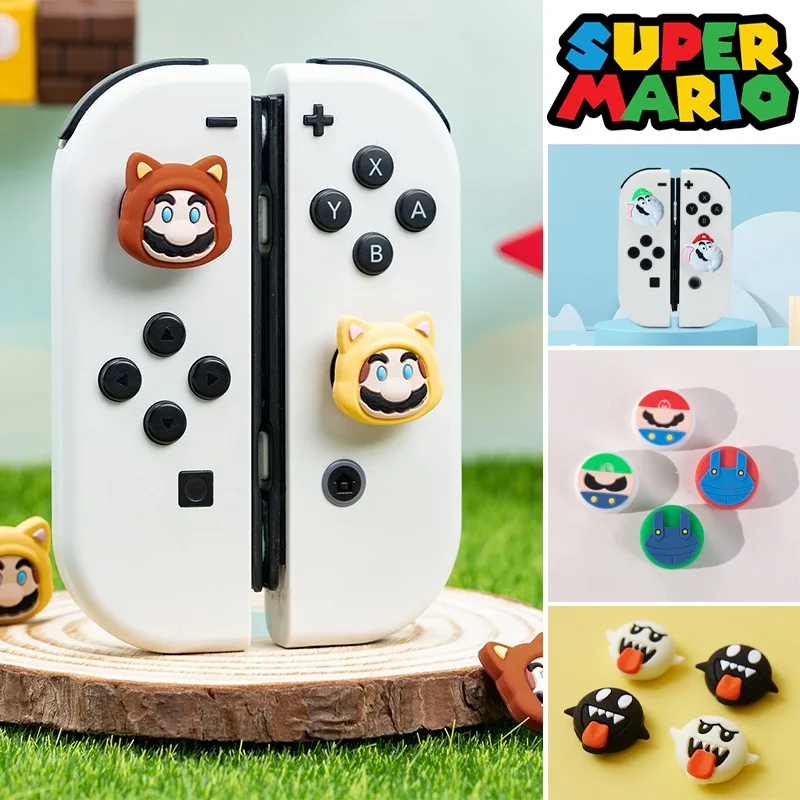 4Pcs Super Mario Bros Thumbstick Case Wonder Anime Thumb Stick Grip Joystick Cover Per Nintendo Switch Oled Ns Lite Accessori