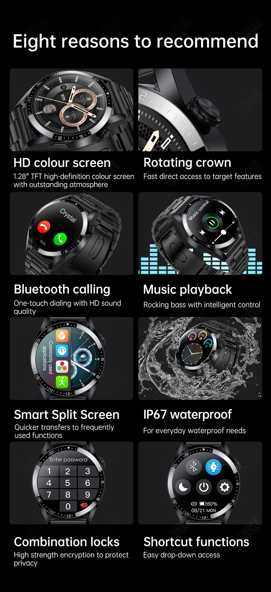 LIGE Bluetooth Calls Smart Watch Men Dialing Receive Phone Calls Sports Pedometer Calorie Consumption Smartwatch Man Bracelet