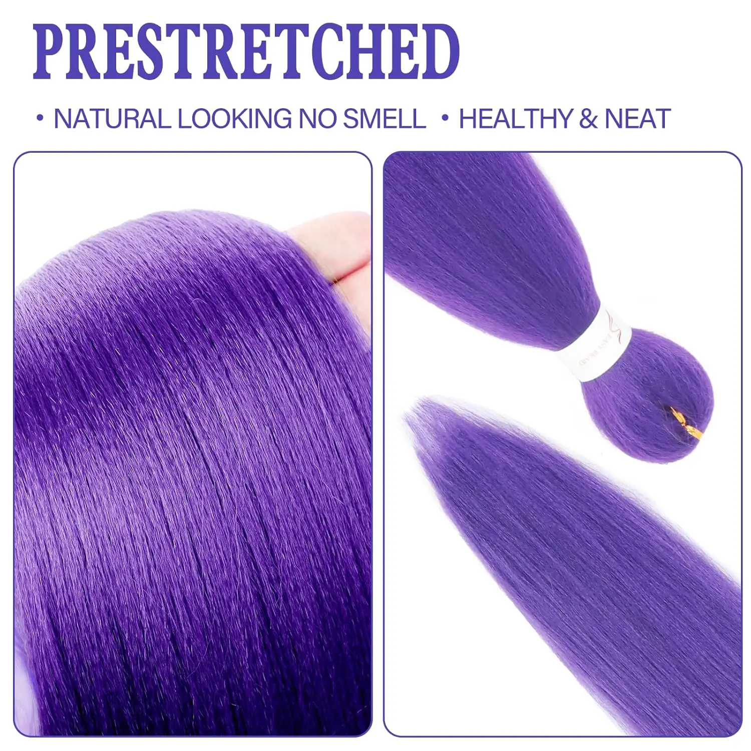 Purple Braiding Hair Pre Stretched Long Synthetic Braiding hair Extensions for Stage Party Halloween Costume Cosplay