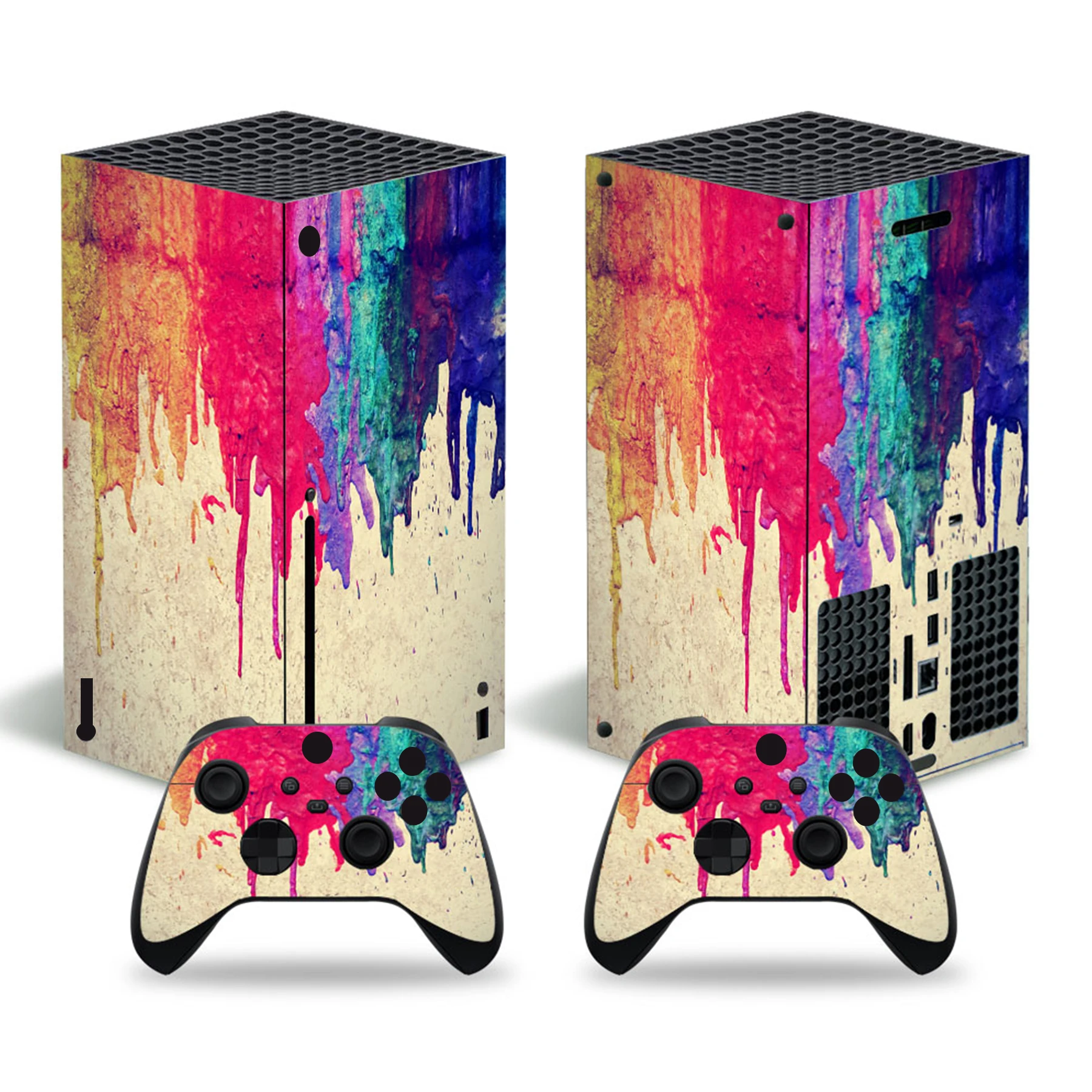 For X-box Series X Console and 2 Controllers Skin Sticker Geometric Lattice Protective Vinyl Decal Full Set for XSX Skin
