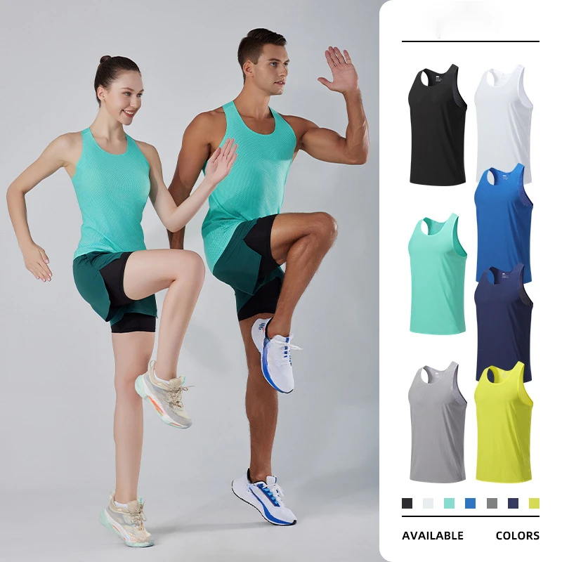 Quick-Dry Training Marathon Men Fitness Sleeveless Shirt Male Mesh Breathable Fitness Sports Vest Undershirt Gyms Running Vests 2