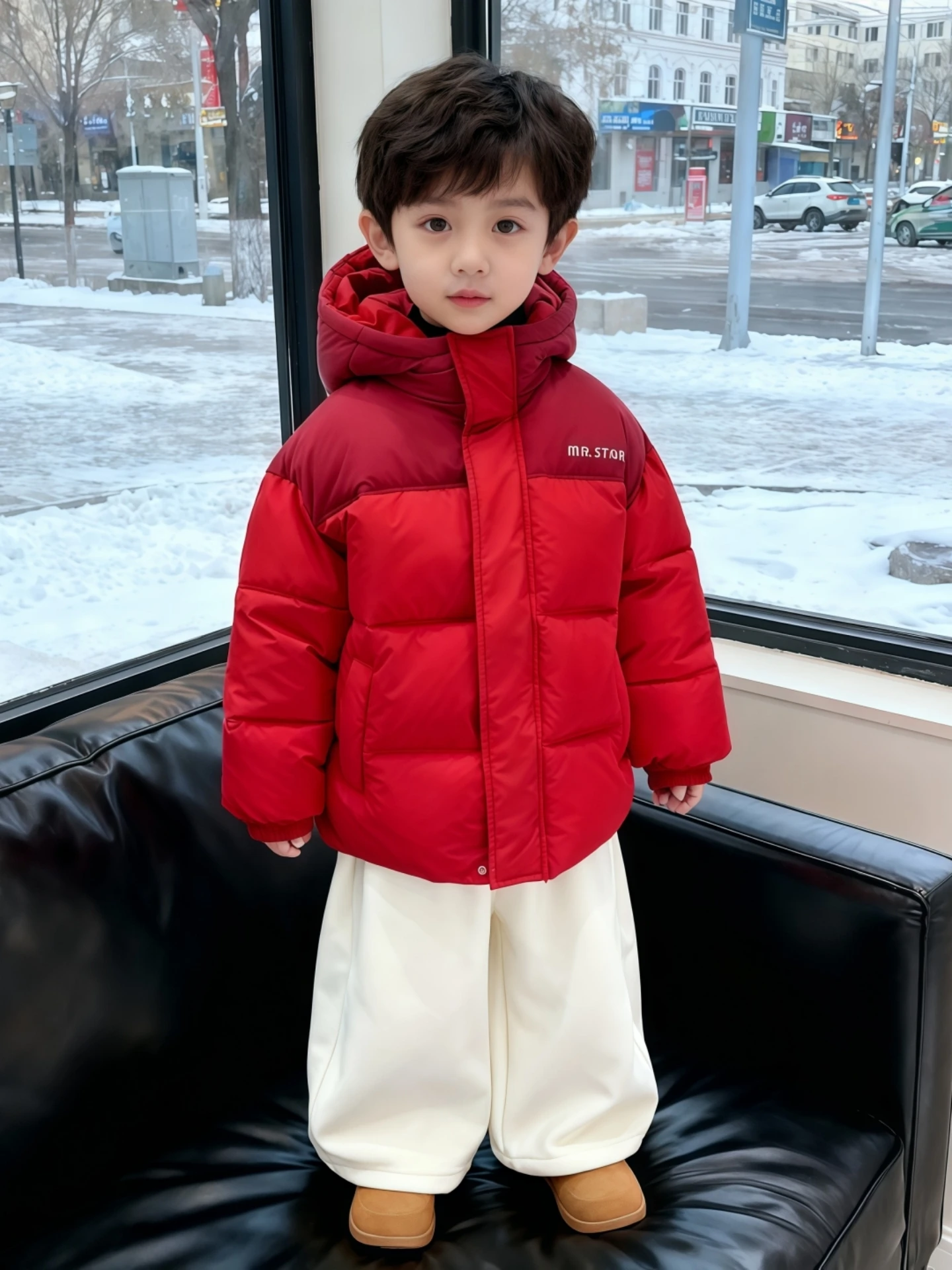 한국 스타일 두꺼운 다운 코튼 재킷 남아용 따뜻한 겨울옷 리틀 마스터 스타일리쉬 후드 폴리에스터 섬유 00%