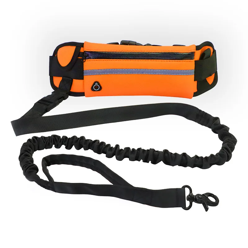 Hands-Free Nylon Dog Leash With Pouch Reflective Dogs Traction Rope