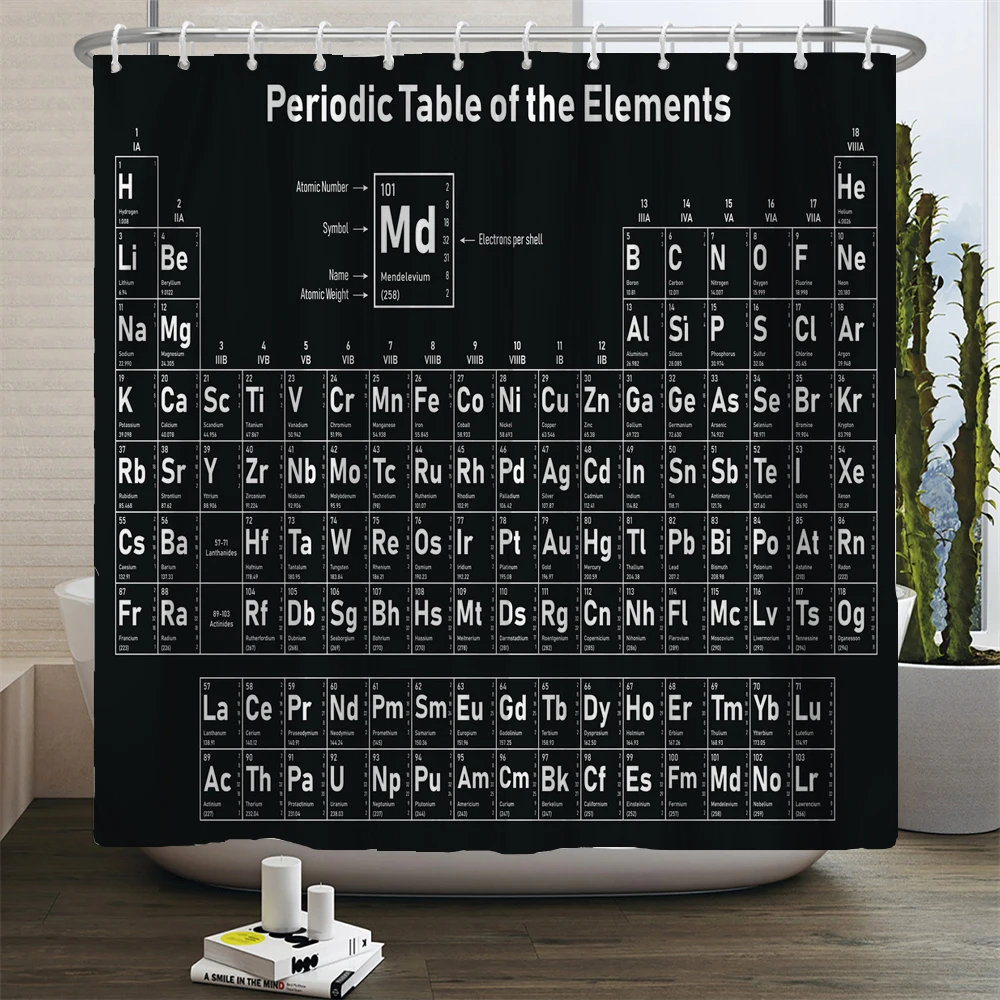 Shower Curtains Japanese Periodic Table of Elements Bathroom Curtains Waterproof 3D Print Shower Curtain White Fabric Curtain For The Bath