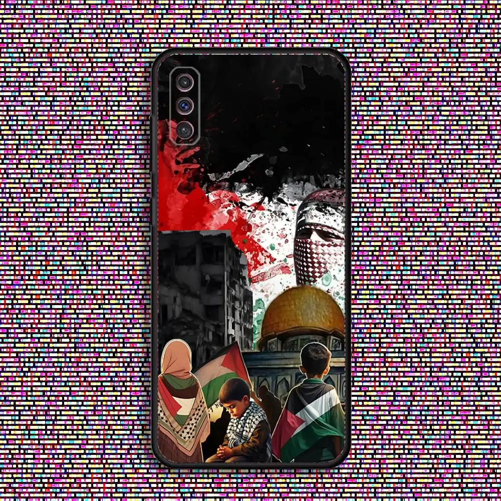 Palestinian Flag Map Black Soft Phone Case