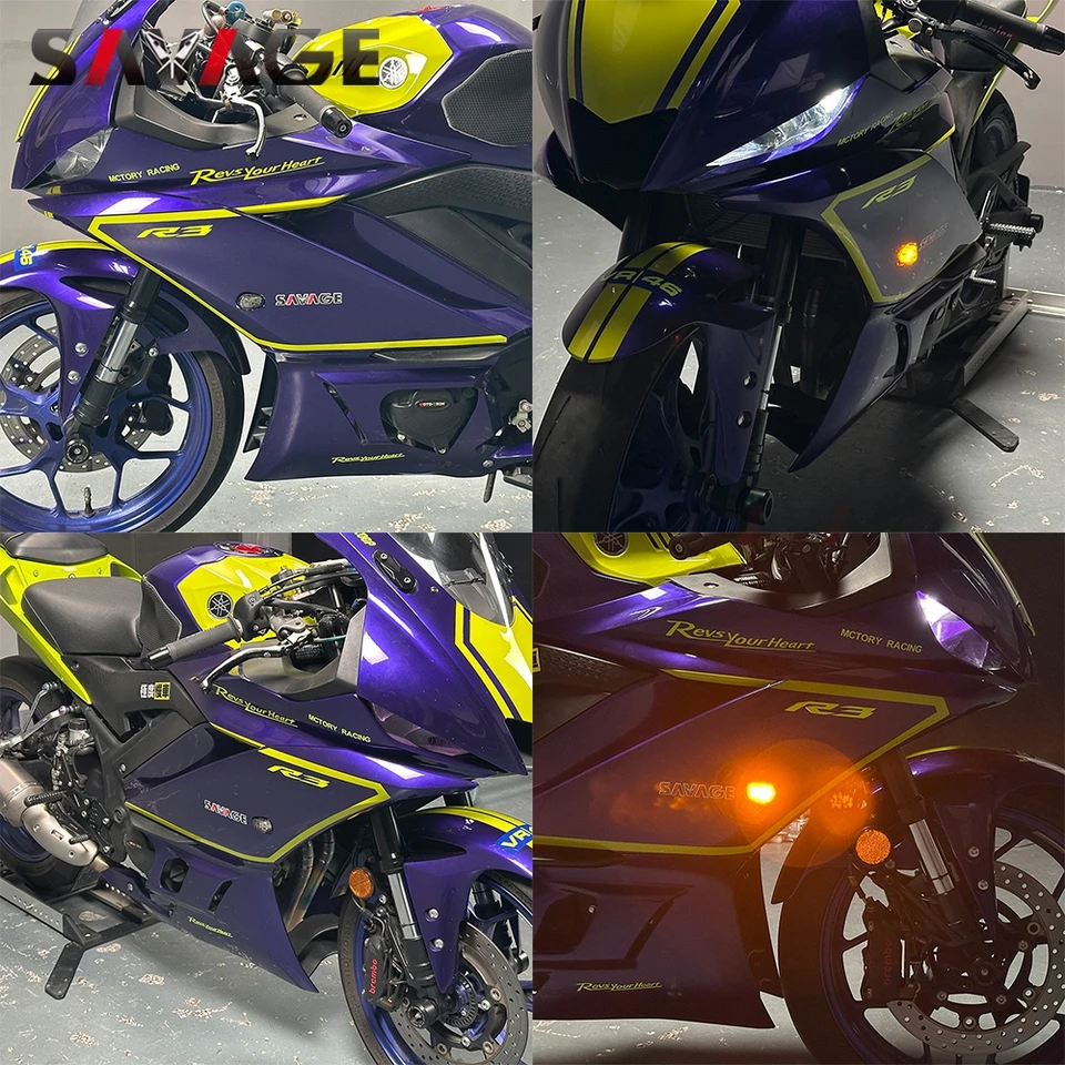 Flush Mount LED Turn Signal Indicators For Yamaha YZF R25 R3 R1 R6 R7 – Smoke Amber Pair