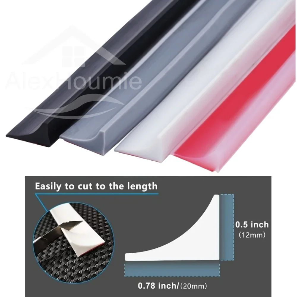 Shower Water Stopper Self-Adhesive Silicone Bathroom Water Retaining Strip Bendable Bathroom Door Washing Machine Shower Dam Barrier