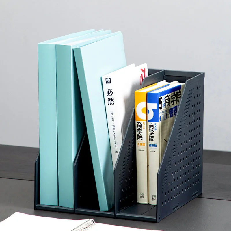Triple Foldable File Rack Desktop Folder Storage Box Shelf Book Stand File Frame Office