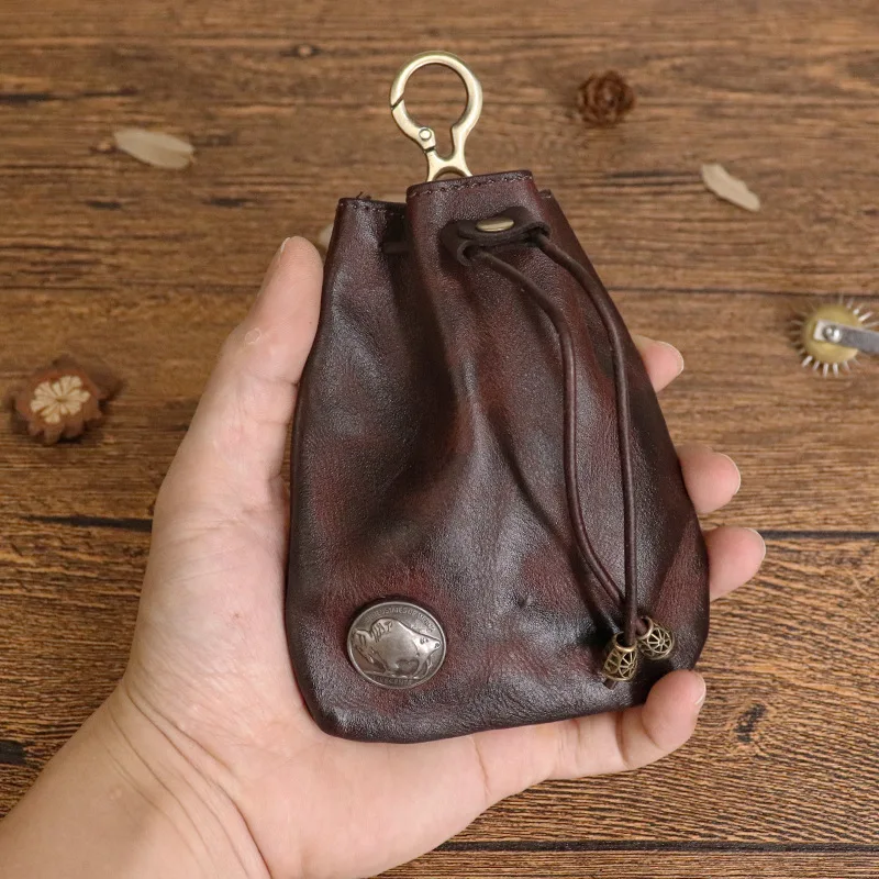 simple-top-layer-cowhide-vegetable-tanned-leather-retro-women's-sachet-mini-key-bag-card-bag-zero-wallet-storage-bag