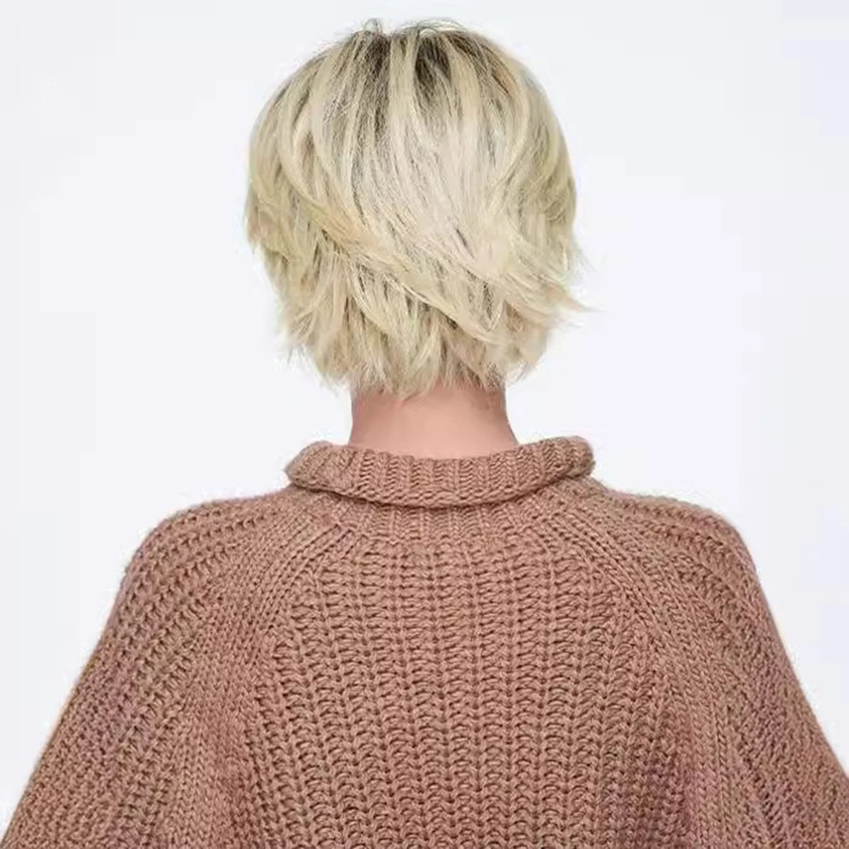 Golden Short Curly Wig Women-Natural Hairline Voluminous Synthetic Full Cap Heat Resistant for Daily/Party/Cosplay