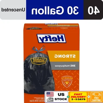 Strong Large Trash Bags 30 Gallon Heavy Duty Drawstring Unscented Puncture Resistant Multipurpose Black Garbage Bags 40 Count 1