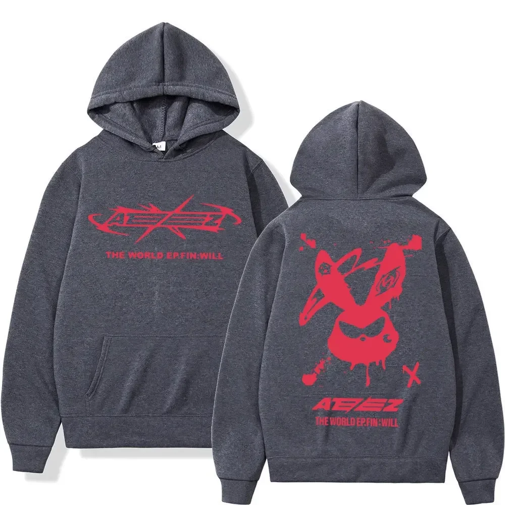 Men's and women's fleece hooded sweatshirts, printed sweaters from the World EP Fin Will Tour, hip-hop, KPOP, urban fashion