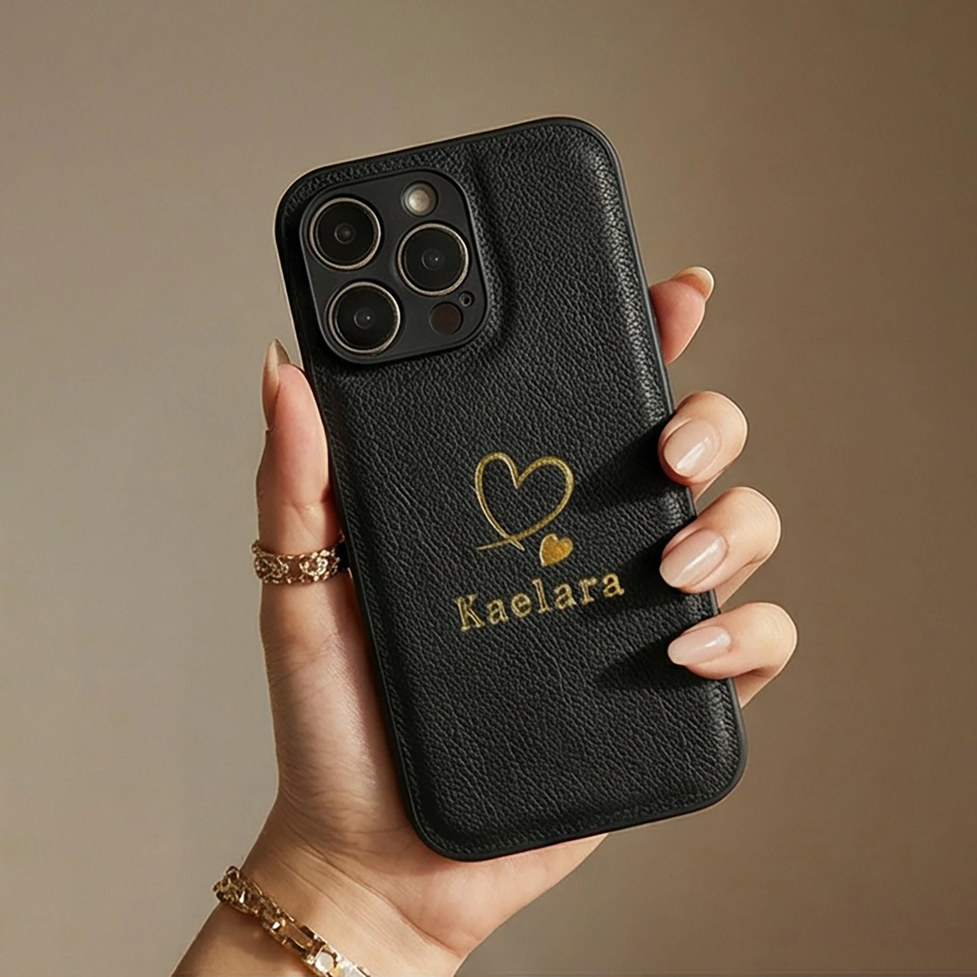 Custom Name Luxury Faux Leather Case for iPhone 17 16 thumbnail 2