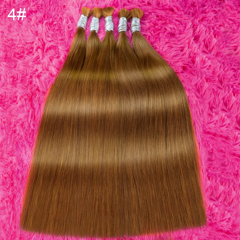 100% Real Human Hair Bulk Hair Machine Made Virgin Remy Straight Bulk 18-30inch 100g Natural Blonde Extension No Weft